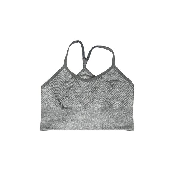 Seamless Gray Racerback Sports Bra Adjustable Straps M Activewear Or Casual Use - Picture 4 of 6
